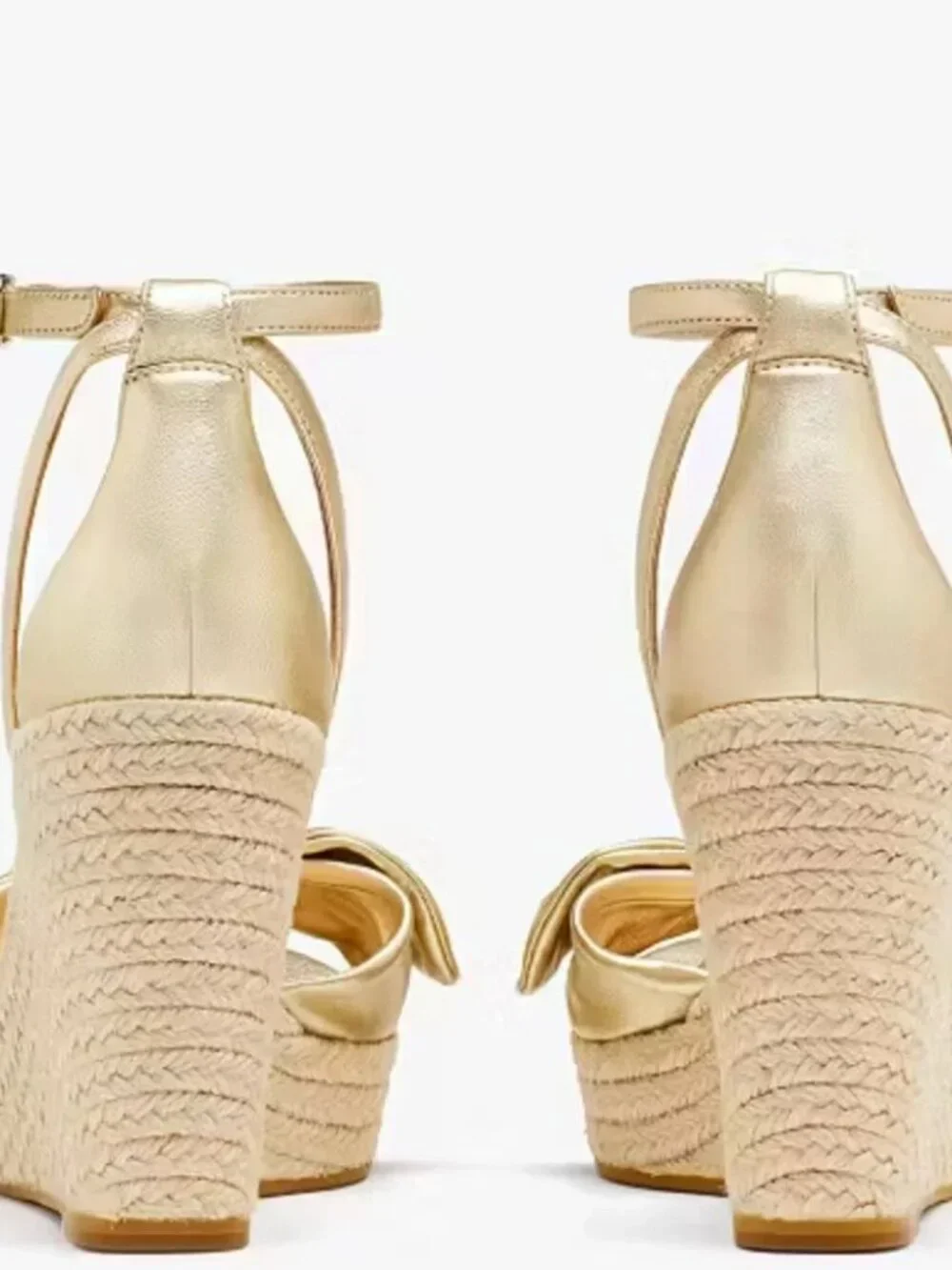 NIB KATE SPADE Tianna Espadrille Wedge Gold Leather Metallic Sandals, Size 11